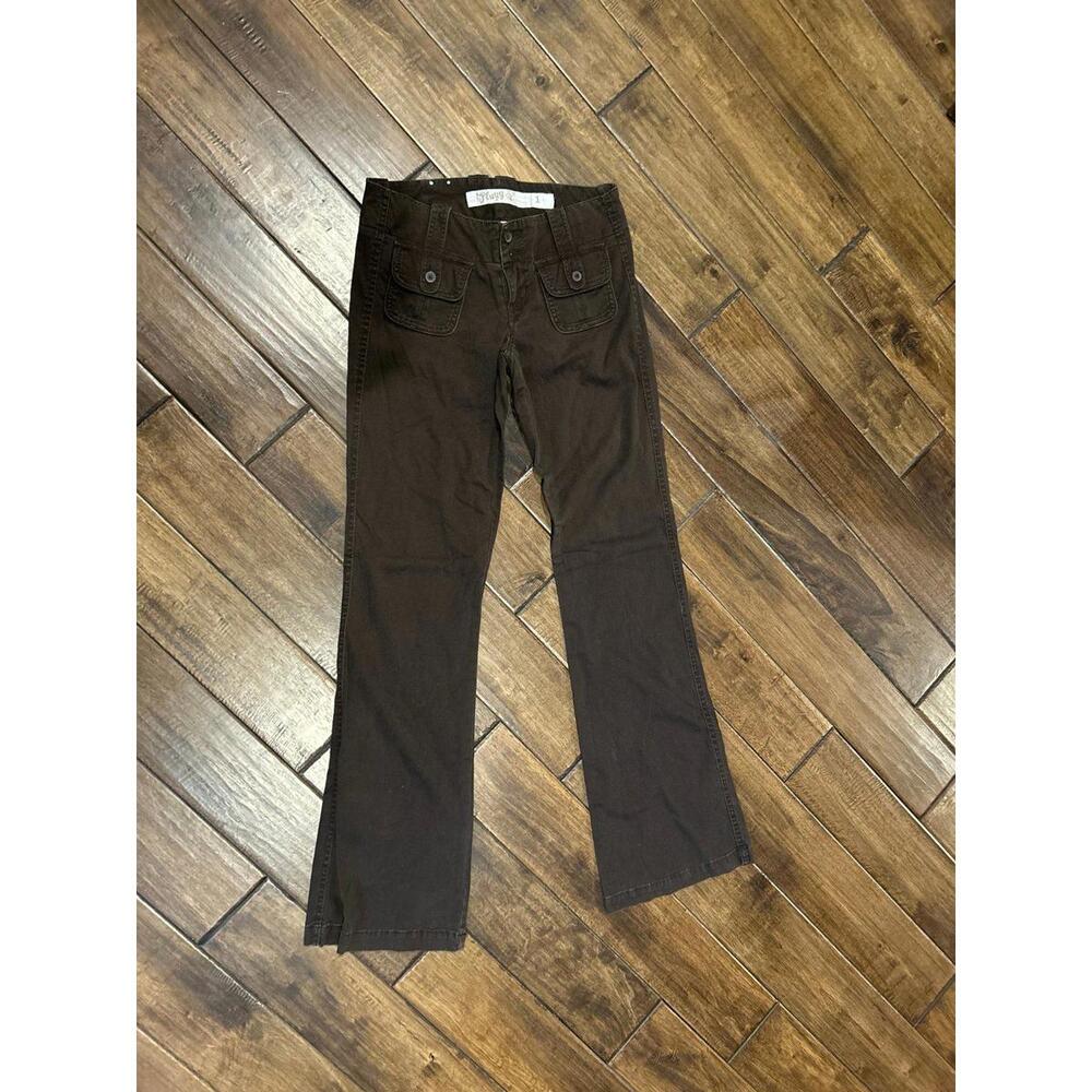 Plugg brown, fine pinstriped pant size 1, super cute.